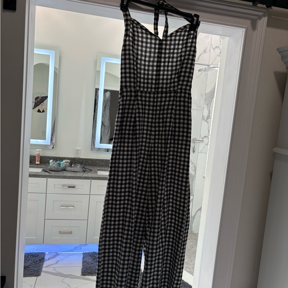 Black and White Checkered Jumpsuit